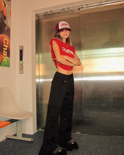 Nico Molly Retro Americana Cropped T-shirt - Red ()