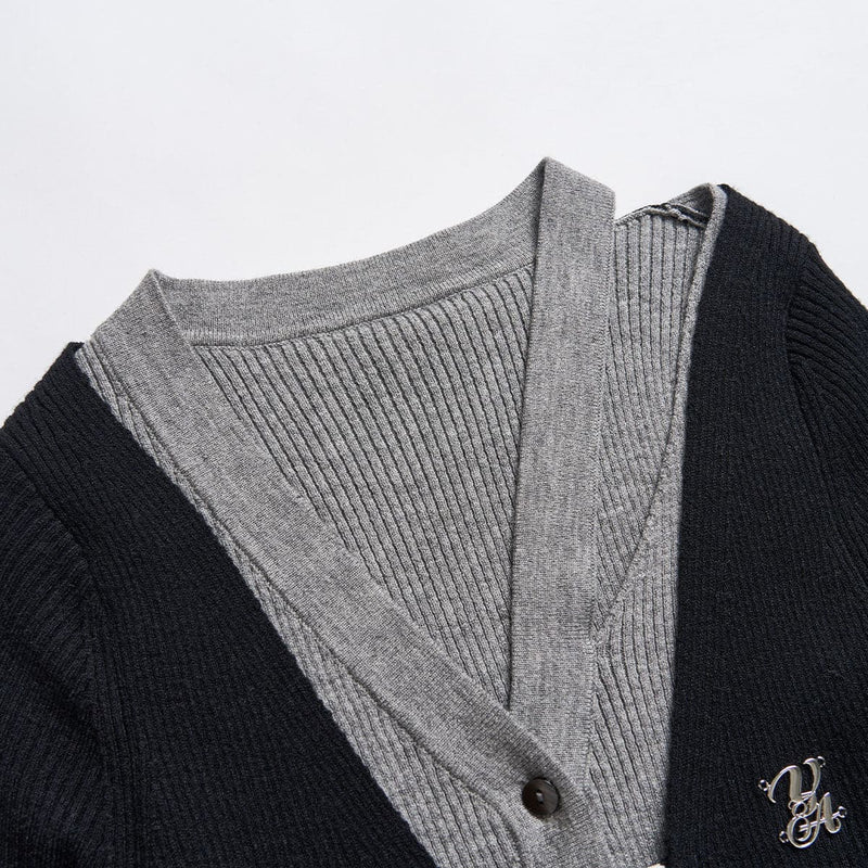 Black Knit Long Cardigan With Hollow Out Design