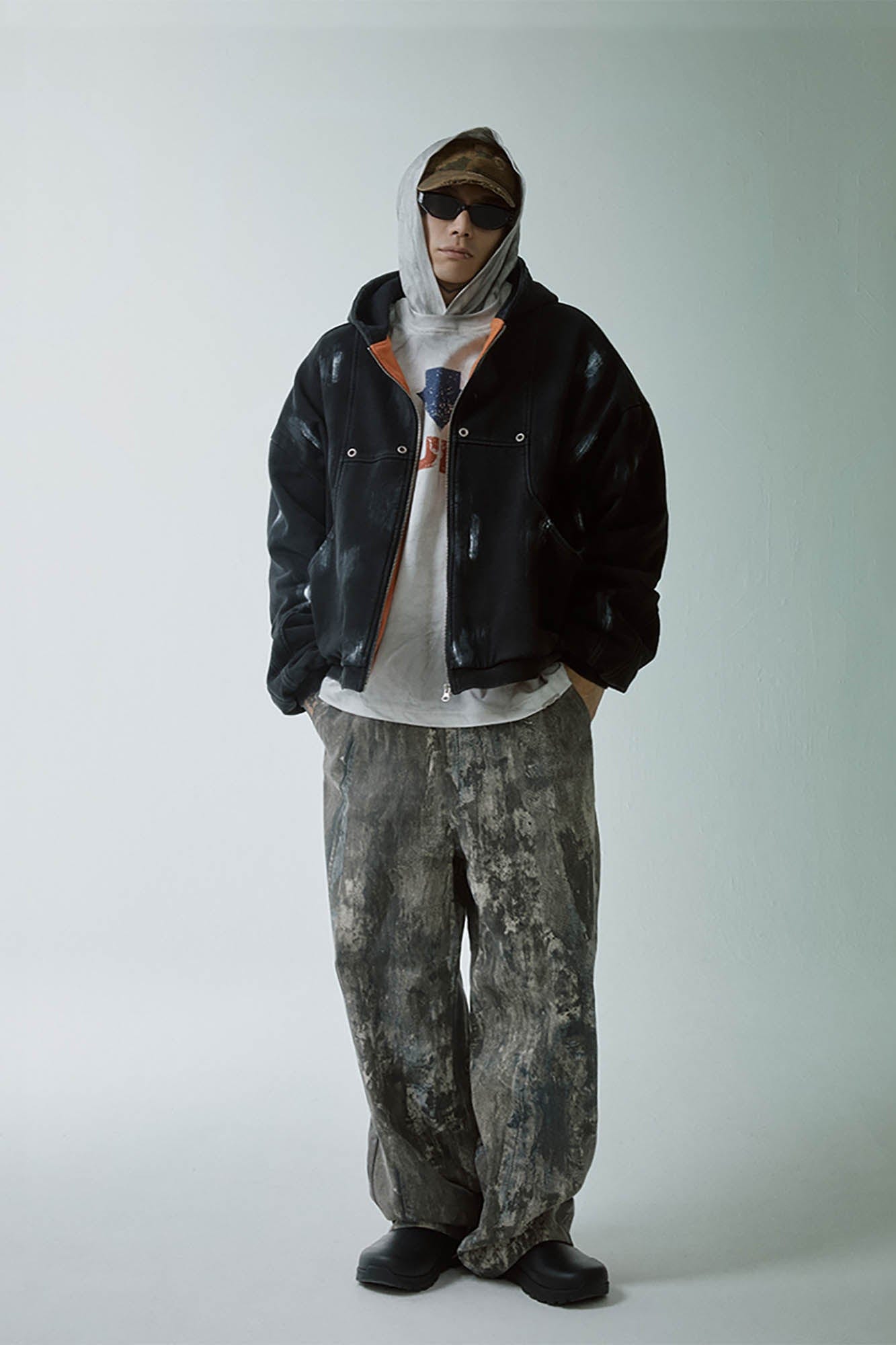 Acid Wash Straight-leg Pants