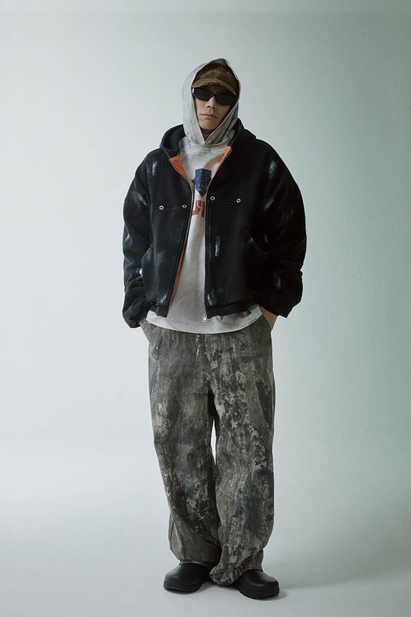 Acid Wash Straight-leg Pants