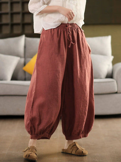 Summer Color 100%linen Pure Harem Pants