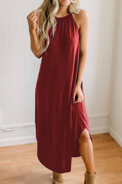Loose Color Sling Midi Dress