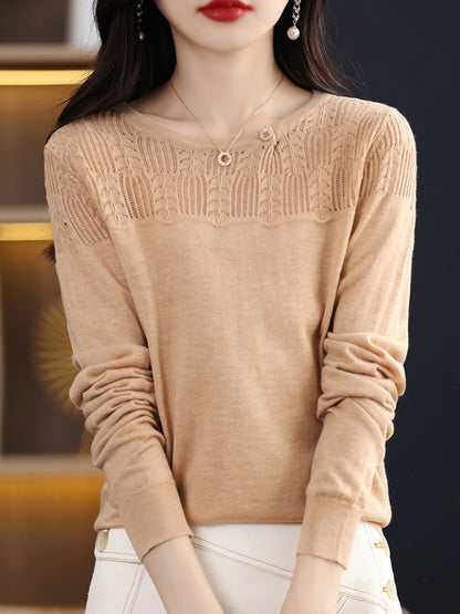 Autumn Knit 100%wool O-neck Sweater Qm019