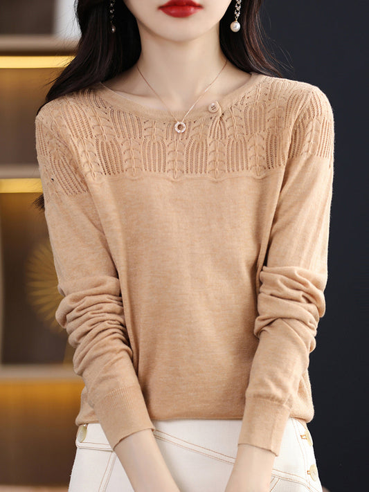 Autumn Knit 100%wool O-neck Sweater Qm019