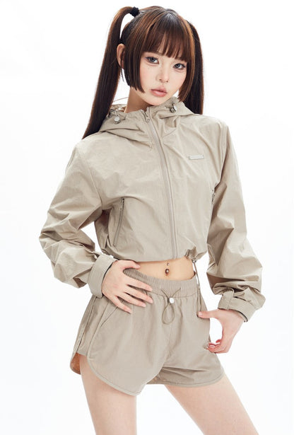 Sports Style Short Jacket and Shorts