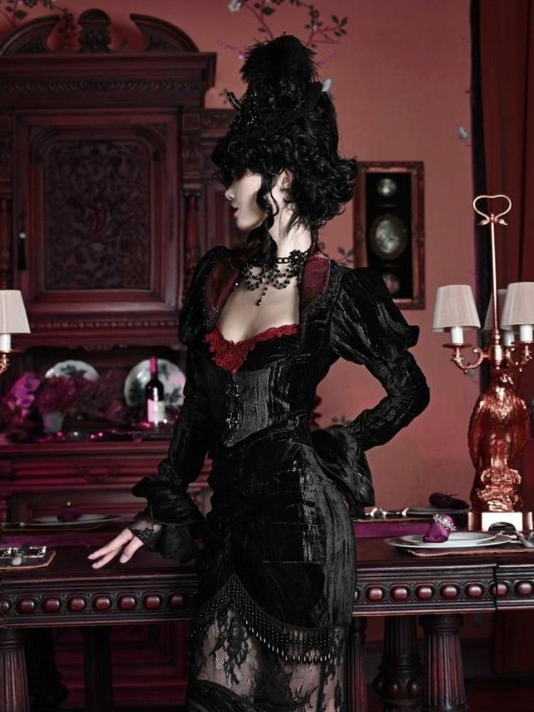 Gothic/victorian-inspired Velvet Cardigan Top
