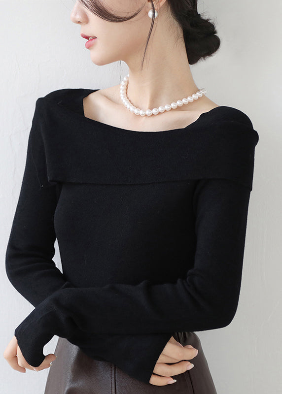 French Grey Slash Neck Patchwork Slim Fit Knit Sweaters Winter Rv031