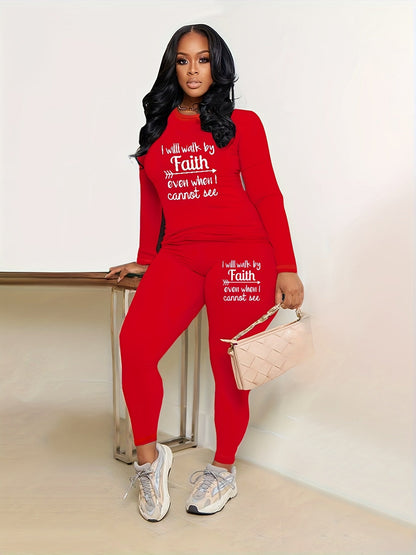 Letter Print Two-piece Set Tf8521
