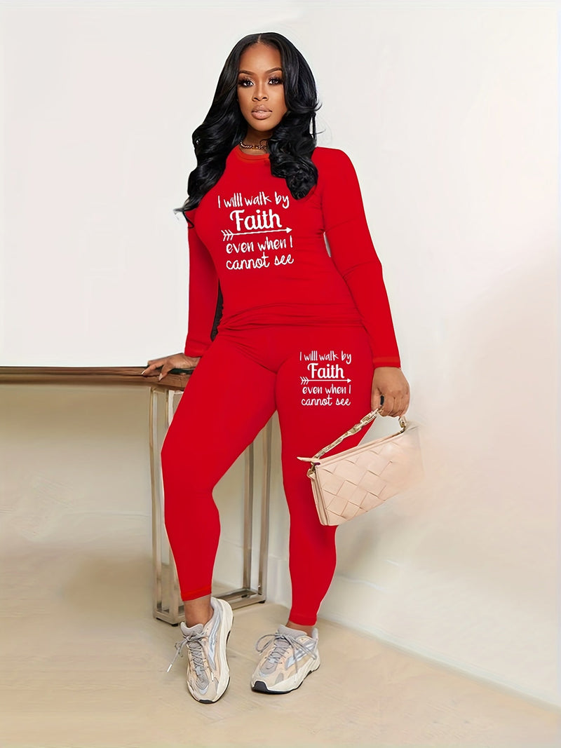 Letter Print Two-piece Set Tf8521