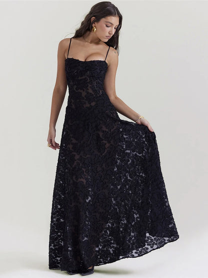 Print Backless Maxi Dress for New Spaghetti Strap Sleeveless Loose A-line Club Party Long Dress