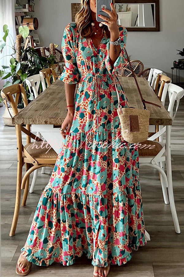 Full Bloom Adjustable Waist Maxi Dress