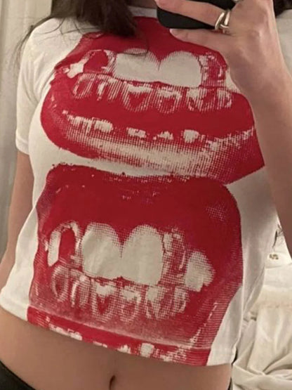 Punk Y2k Baby Short Sleeve Top Gothic Street T-shirt ’s Leisure Basic T-shirt ’s Summer Top E ’ Gothic Emo
