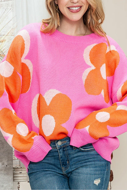 Pink \u0026 Orange Cable Knitted Sweater
