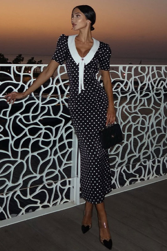 Polka Dot Print Maxi Dress