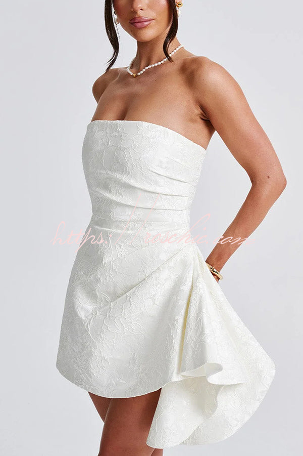 Jacquard Off-shoulder Backless Fitted Mini Dress