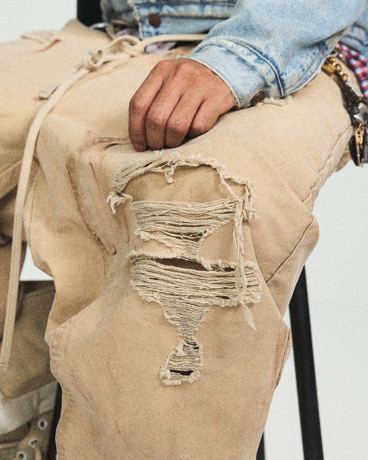 Distressed Double-knee Pants