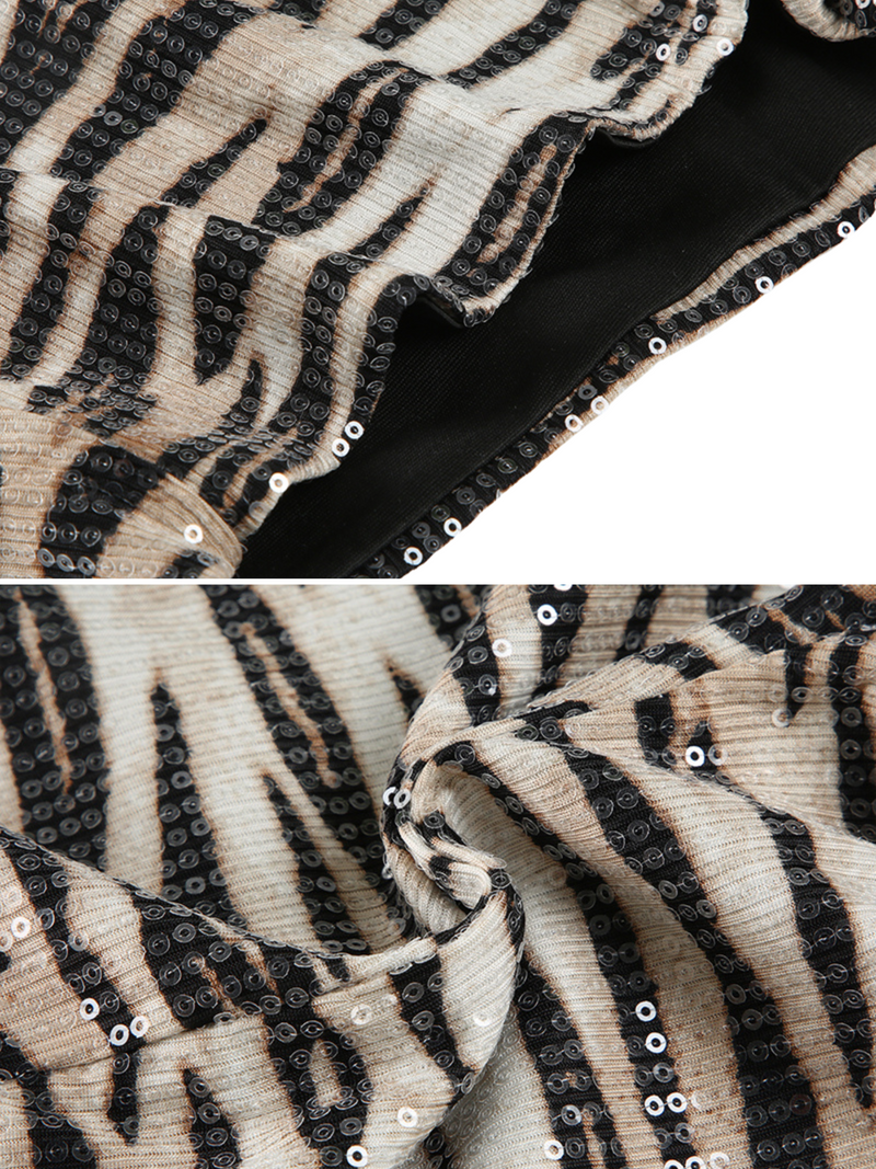 Perel Zebra Sequin Shorts