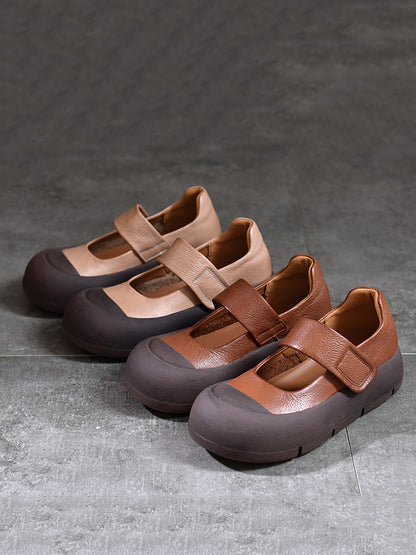 Summer Leather Colorblock Flat Shoes Cv1012