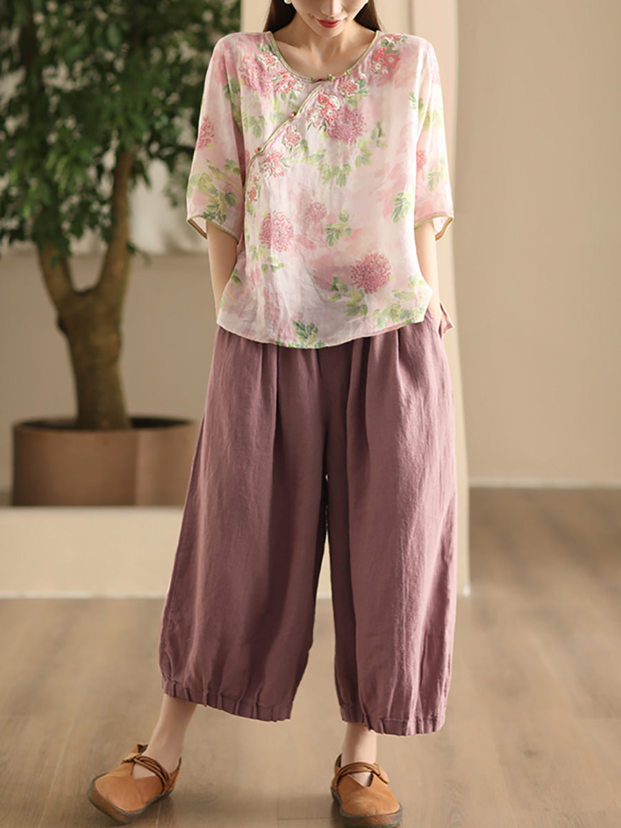 Summer Linen Wide-leg Pants Fd038