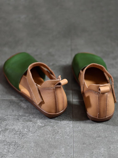 Summer Leather Colorblock Flat Shoes Bn1003