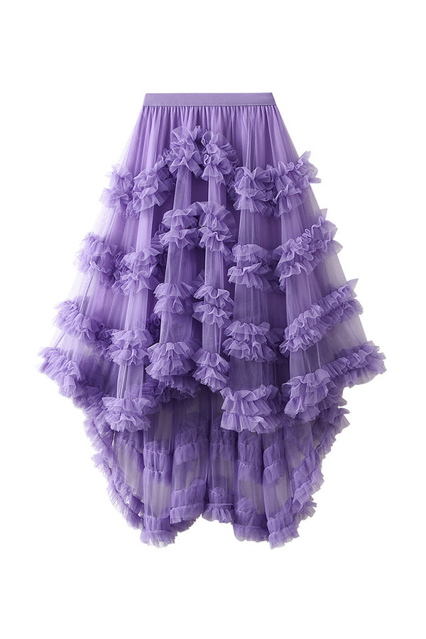 Candy Color Elastic Waist Mesh Skirt