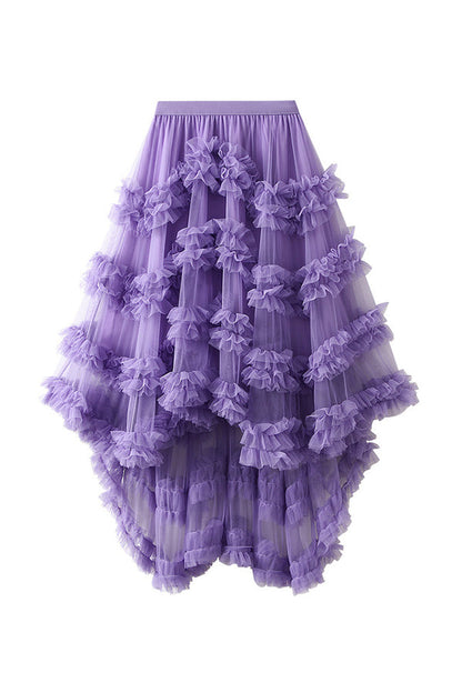 Candy Color Elastic Waist Mesh Skirt