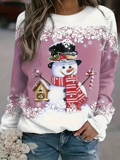 Christmas Snowman Print Sweatshirt Fh8413