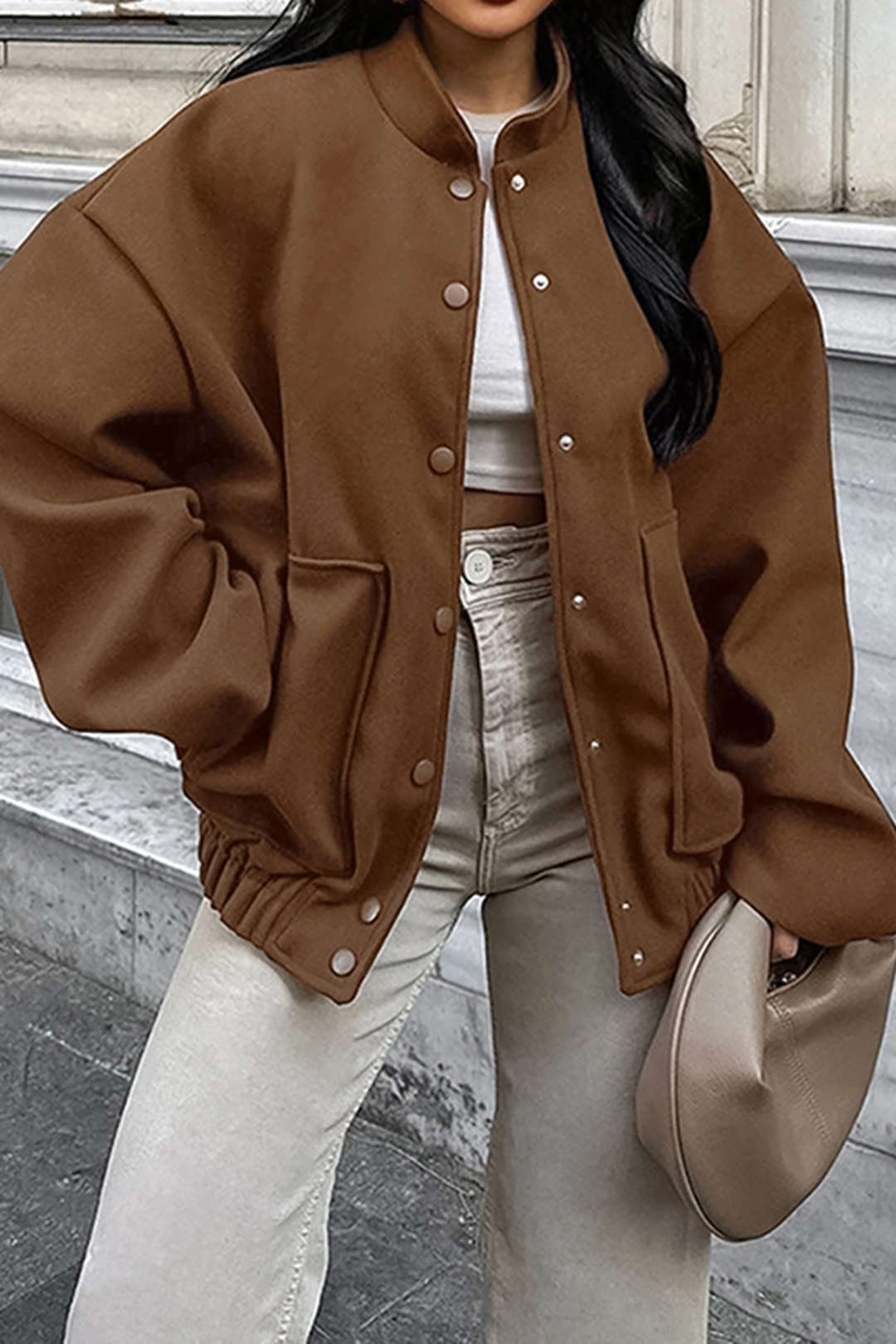 Stand Collar Button Coat