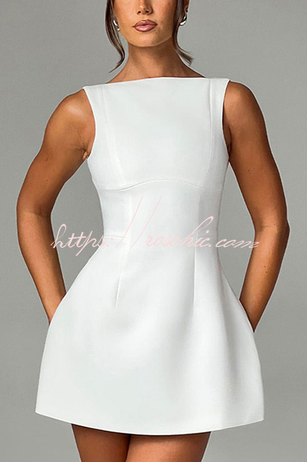 Cosmopolitan High Neck Scoop Back Bubble-shaped Mini Dress