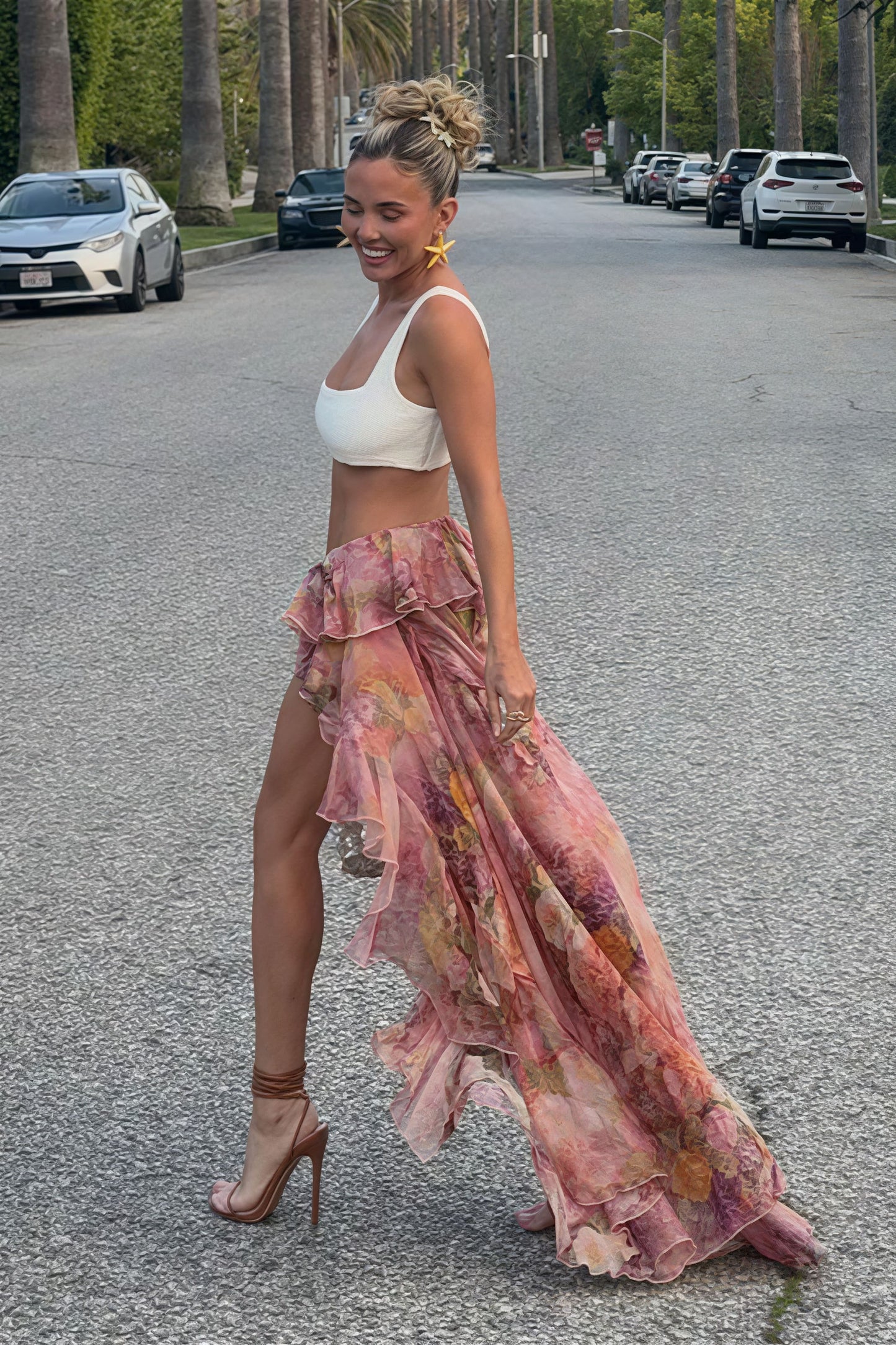 Ruffled Asymmetrical Layered Skirt