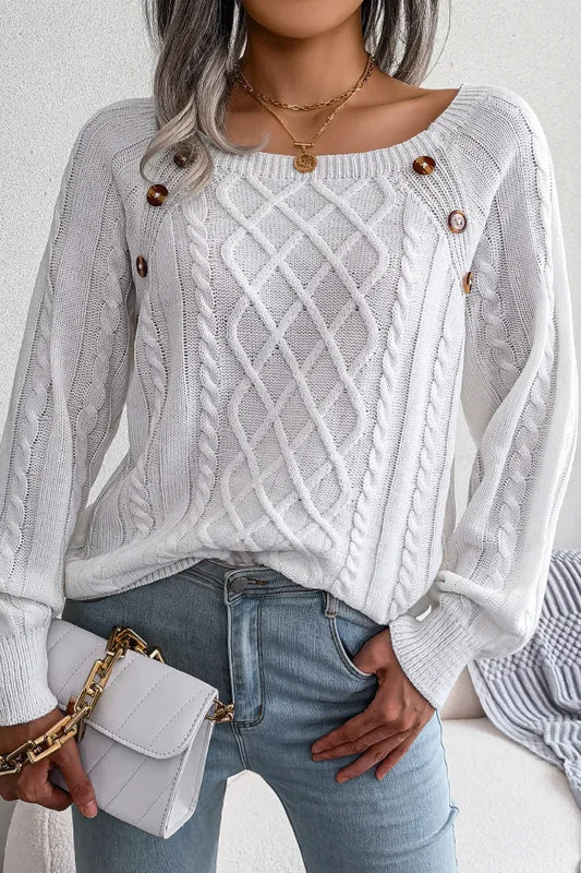 Button Detail Pullover Sweater
