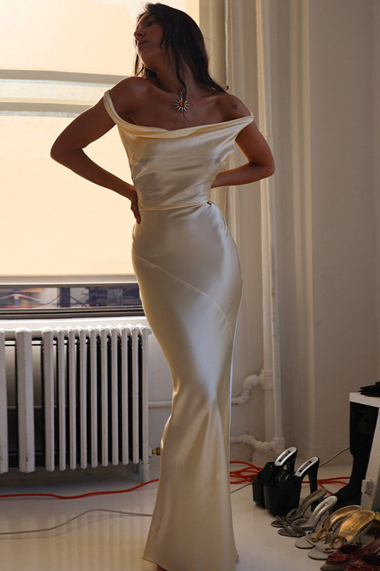 Satin Backless Cami Bodycon Maxi Dress