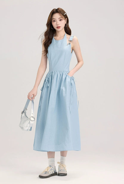 Overall Midi Dress With Side Ties