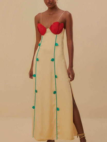 Fashionable and Sleeveless Contrast Patchwork Maxi Dresses
