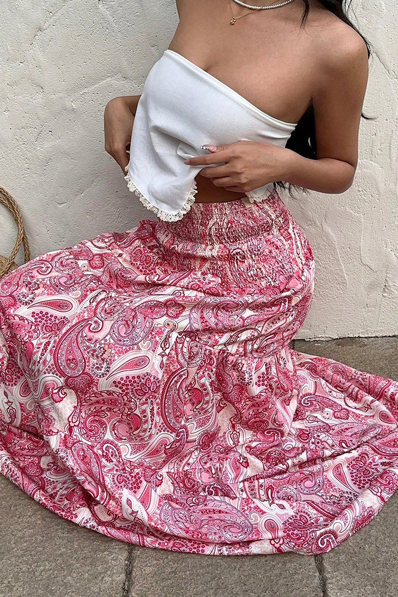 Print A-line Maxi Skirt