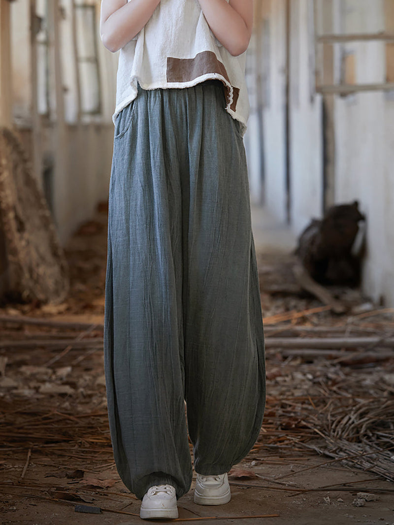 Summer Tie-dye Straight-leg Linen Pants Cv1013