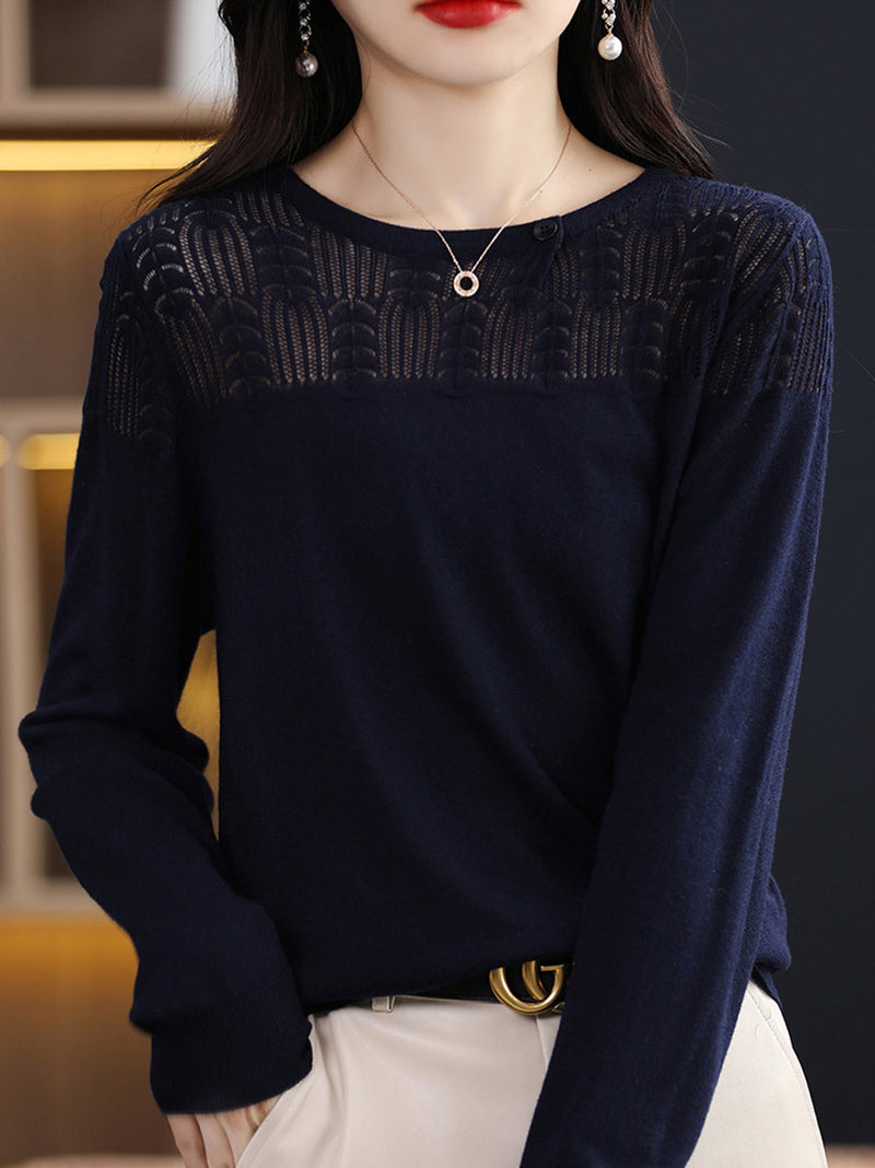 Autumn Knit 100%wool O-neck Sweater Qm019