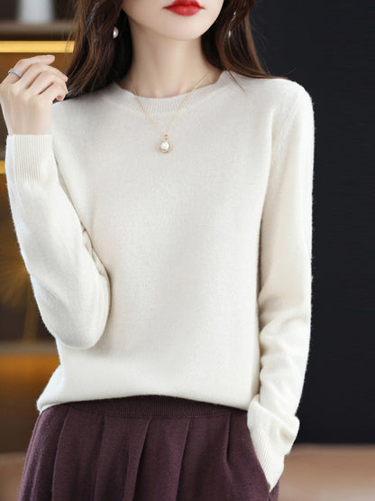 Autumn Wool Knitted O-neck Bottom Sweater Cx058