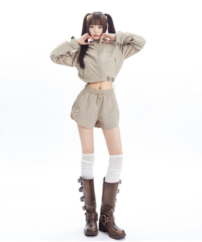 Sports Style Short Jacket and Shorts