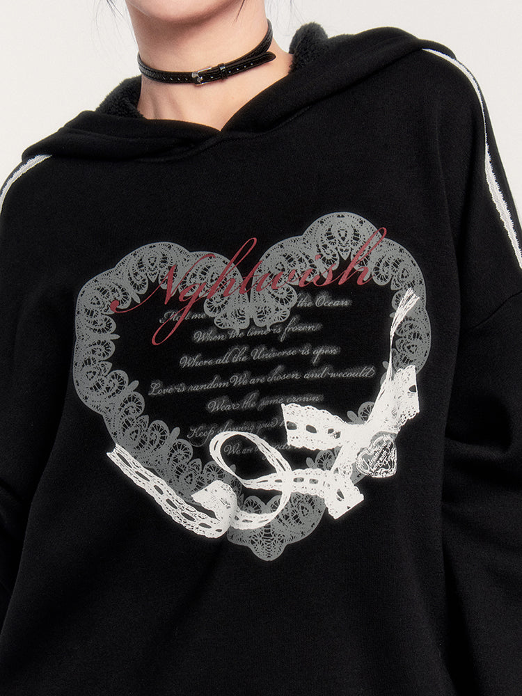 Gothic Heart Print Hoodie/cake Skirt