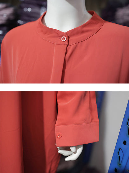 Batwing Sleeves Loose Buttoned Muslim Color Split-side Round-neck Maxi Dresses