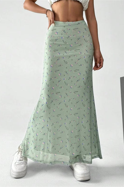 Satin A-line Midi Skirt