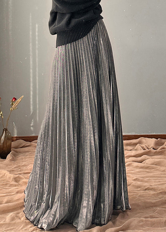 Elastic Silvery Spring a Waist Line Skirt