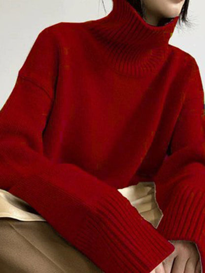 Grey High-neck Long Sleeve Sweater Qx016
