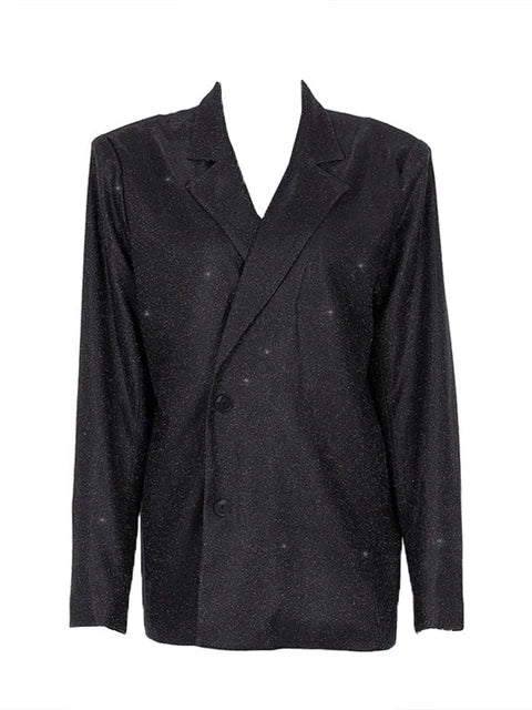 Sparkly Blazers for Oversized Loose Sliver Black Gliiter Jackets Blazer Set Pink Coat Party Outfits