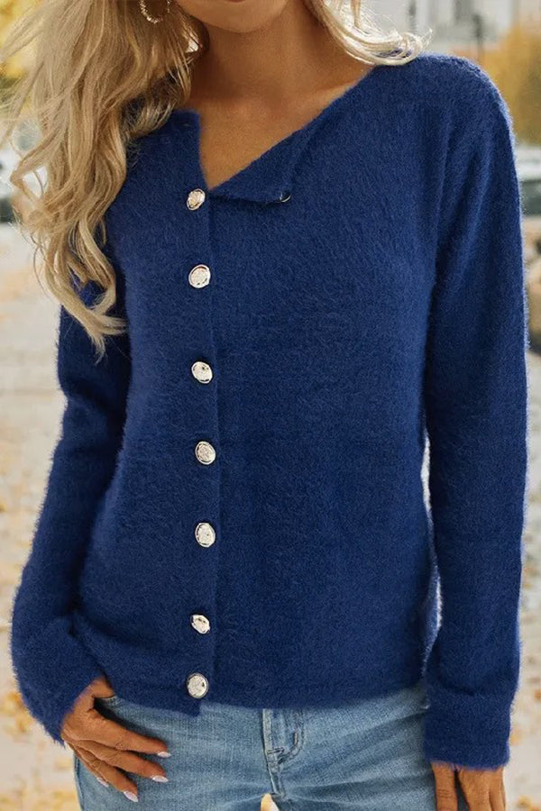 Color Single-breasted Sweater Cardigan