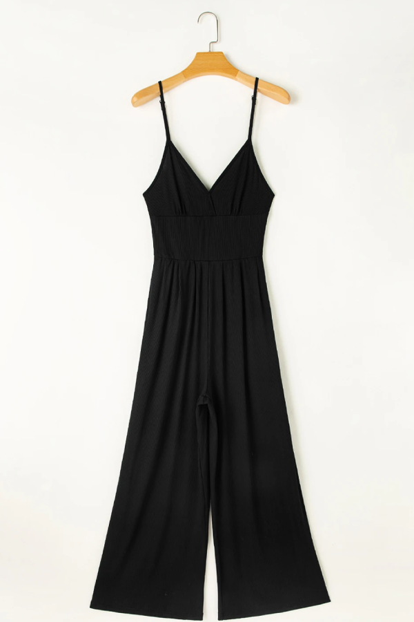 Black Cami V Neck High Waist Wide Leg Jumpsuit
