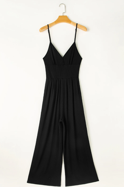 Black Cami V Neck High Waist Wide Leg Jumpsuit