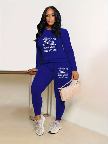 Letter Print Two-piece Set Tf8521