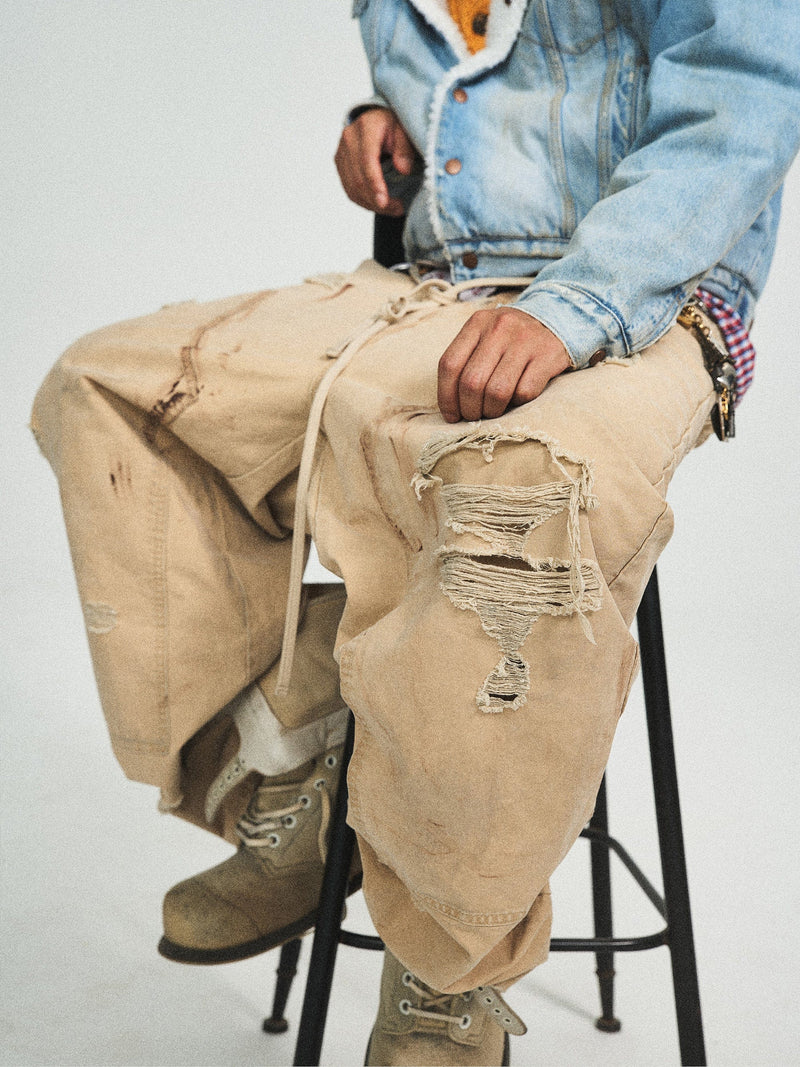 Distressed Double-knee Pants
